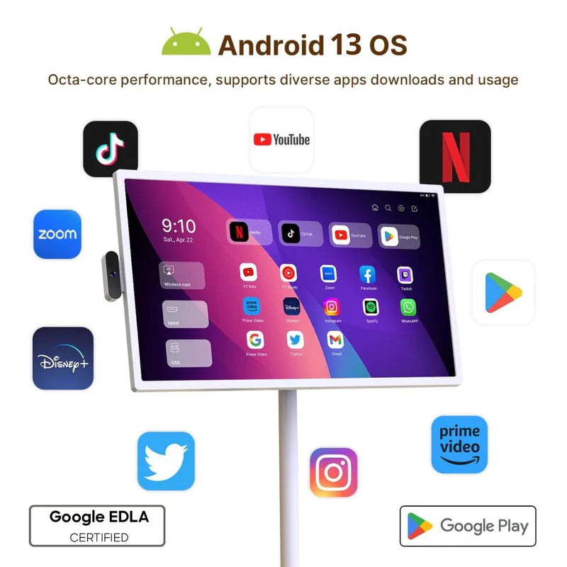 The Atlas™ 32" Tablet on Rolling Stand - Touchscreen, Cordless, 8-Hr Battery, Camera, Voice Remote